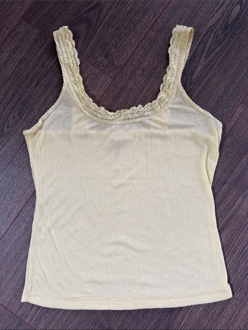Intimately by Free People Yellow Tank Top Size Large Feminine Lace Girly Pajamas